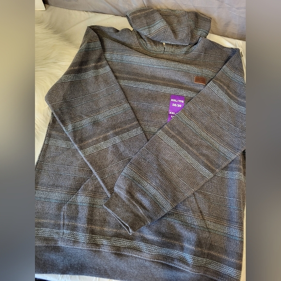 NEW- O'Neill Dark Gray and Light Gray Striped Hoodie, Size XXL - Picture 7 of 7